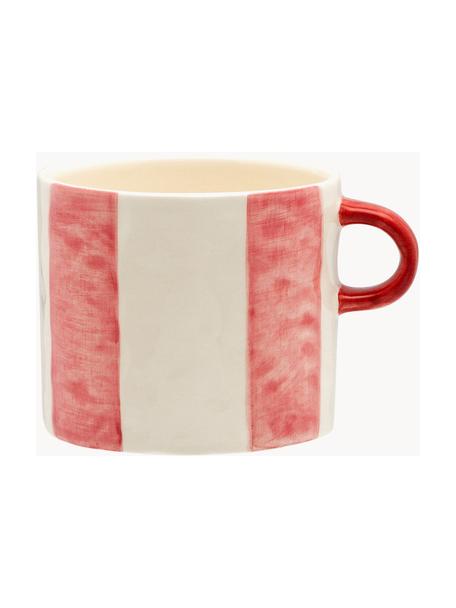 Ručně malovaný hrnek Posy, Keramika, Krémově bílá, korálově červená, Ø 10 x V 9 cm, 500 ml
