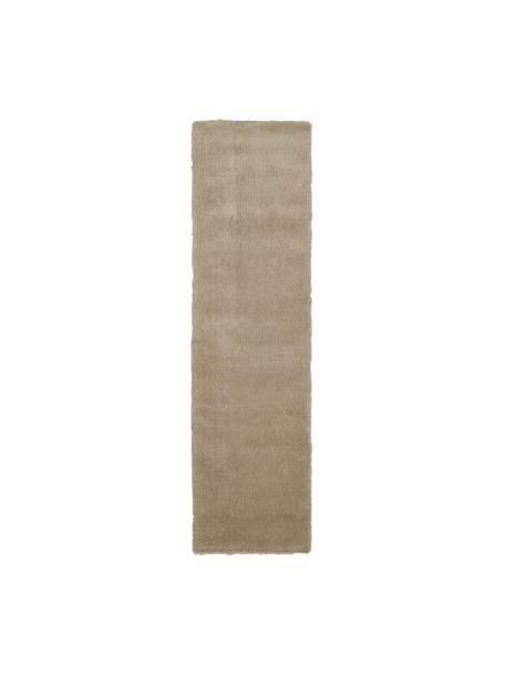 Alfombra corredor de pelo largo Leighton, Parte superior: microfibra (100% poliéste, Reverso: 70% poliéster, 30% algodó, Beige-marrón, An 80 x L 300 cm