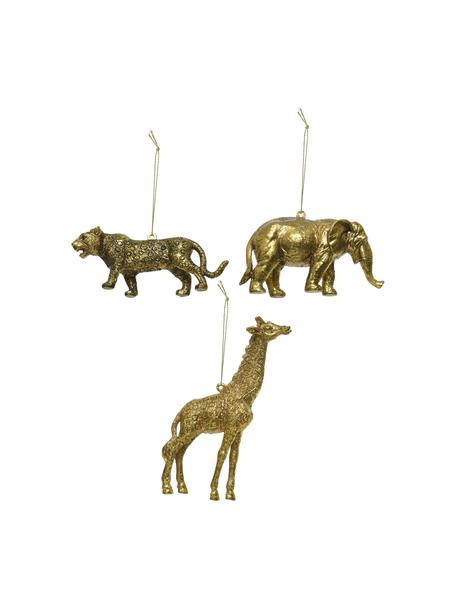 Bruchfestes Baumanhänger-Set Dodo, 3-tlg., Kunststoff, Goldfarben, Set mit verschiedenen Größen
