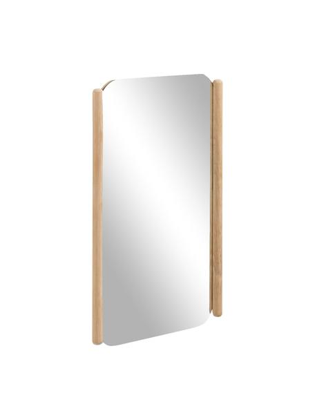 Eckiger Wandspiegel Natane mit hellbraunem Holzrahmen, Rahmen: Holz, Rückseite: Mitteldichte Holzfaserpla, Spiegelfläche: Spiegelglas, Beige, B 34 x H 54 cm