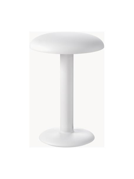 Lampada da tavolo piccola a LED con luce regolabile Gustave, Alluminio rivestito, Bianco opaco, Ø 16 x Alt. 22 cm