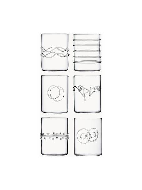 Handgemaakte borrelglaasjes Deco' Clear, set van 6, Borosilicaatglas, Transparant, Ø 5 x H 7 cm, 100 ml