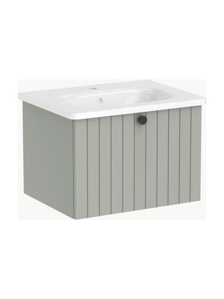 Lavabo con mobiletto Emil, larg. 60 cm, Manico: alluminio rivestito, Verde salvia, Larg. 60 x Alt. 42 cm