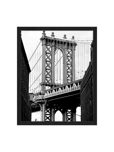 Impression numérique encadrée Manhattan Bridge, Noir, blanc, larg. 43 cm, haut. 53 cm