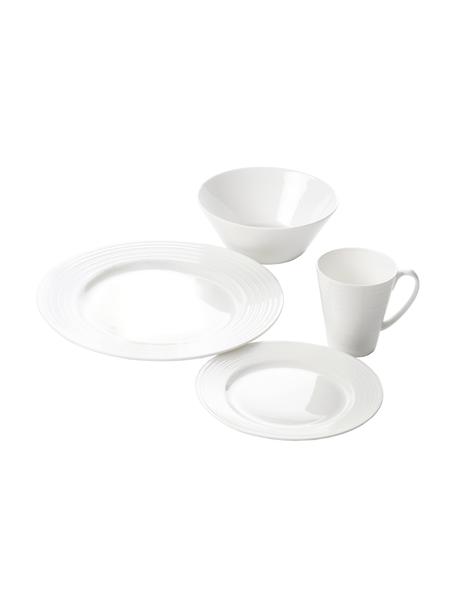 Sada porcelánového nádobí s reliéfem Passion, pro 4 osoby, 16 dílů, Porcelán, Bílá, Pro 4 osoby (16 dílů)