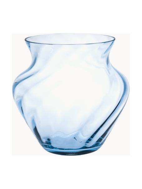Vaso fatto a mano Dahlia, alt. 22 cm, Vetro, Azzurro, Ø 23 x Alt. 22 cm