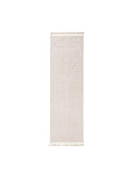 Alfombra texturizada Laila Tang, Parte superior: 100% poliéster, Reverso: 100% algodón, Crema, An 80 x L 240 cm