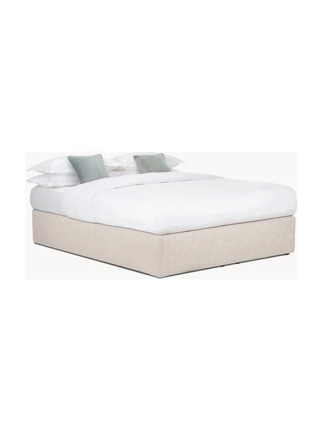 Łóżko kontynentalne Enya, Nogi: tworzywo sztuczne Ten pro, Beżowa tkanina, S 160 x D 200 cm, stopień twardości H2