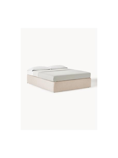 Letto boxspring Enya, Rivestimento superiore: 45% cotone, 55% poliester, Materasso: nucleo a molle insacchett, Piedini: plastica Questo prodotto , Tessuto beige, Larg. 160 x Lung. 200 cm, grado di durezza H2