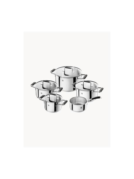 Batterie pentole in acciaio inossidabile Poletto 5 pz, Acciaio inossidabile lucido, Nero, argentato, Set in varie misure