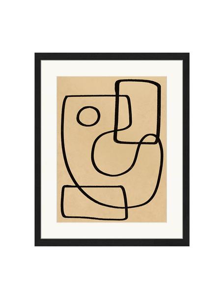 Lámina decorativa Organic Charcol Abstract, Negro, beige oscuro, An 43 x Al 53 cm