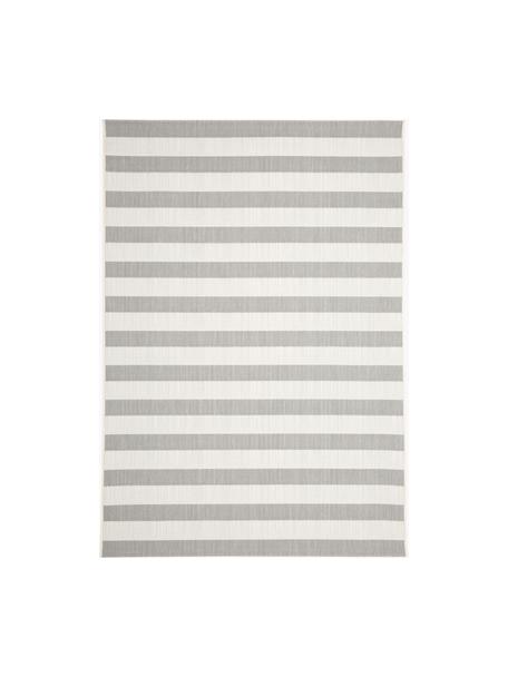 Tapis d'extérieur à jeu de rayures Axa, 86 % polypropylène, 14 % polyester, Blanc cassé, gris clair, larg. 120 x long. 170 cm (taille S)