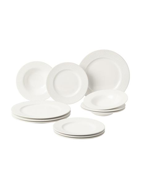 Sada porcelánového nádobí Goya, pro 4 osoby (12 dílů), Porcelán, Krémově bílá, Pro 4 osoby (16 dílů)