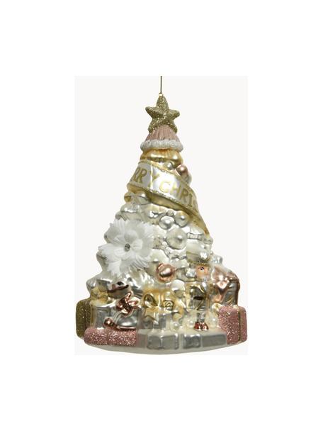 Adorno navideño Mery, Figura: vidrio, Dorado, bronce, blanco, Ø 12 x Al 17 cm