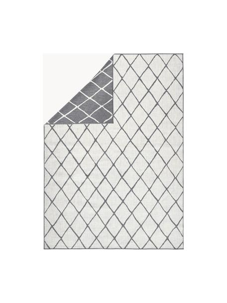 Obojstranný koberec do interiéru/exteriéru s diamantovým vzorom Malaga, 100 % polypropylén, Lomená biela, sivá, Š 80 x D 150 cm (veľkosť XS)