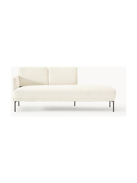 Chaise longue Fluente, Bekleding: 100% polyester Met 80.000, Frame: massief grenenhout, berke, Poten: metaal, gepoedercoat Dit , Geweven stof gebroken wit, B 202 x D 85 cm, rugleuning links