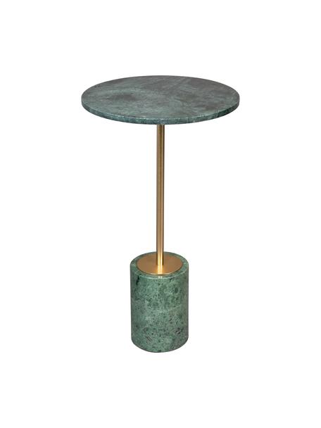 Okragły stolik pomocniczy z marmuru Gunnar, Noga: metal malowany proszkowo, Zielony, marmurowy, Ø 38 x W 65 cm