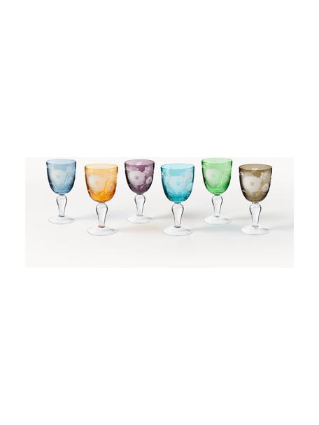 Wijnglazenset Peony, set van 6, Glas, Meerkleurig, Ø 9 x H 17 cm, 250 ml
