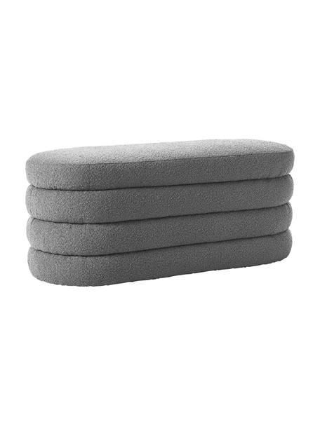 Ławka tapicerowana bouclé Alto, Tapicerka: bouclé (100% poliester) D, Stelaż: lite drewno sosnowe, skle, Szary bouclé, S 110 x W 47 cm