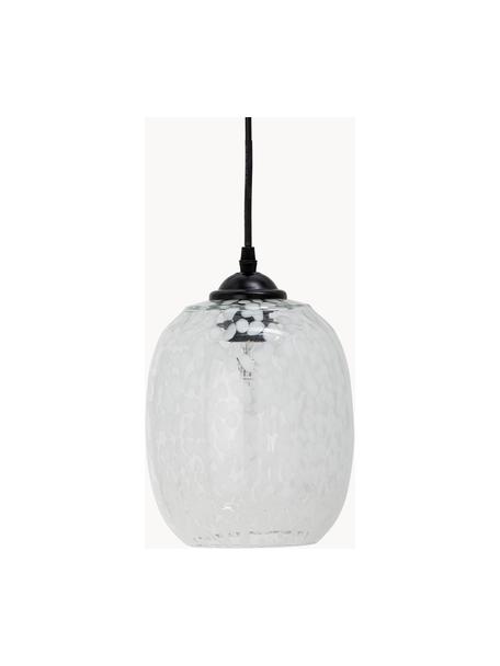Kleine glazen hanglamp Gisele met stippenpatroon, Lampenkap: glas, Baldakijn: gecoat staal, Transparant, wit, Ø 18 x H 30 cm