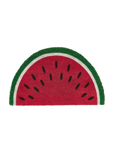 Felpudo Watermelon, Parte superior: fibras de coco, Reverso: plástico (PVC), Rojo, verde, blanco, negro, An 43 x L 71 cm