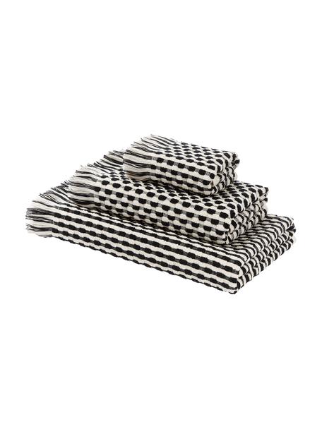 Lot de serviettes de bain texturées Juniper, 3 élém., 100 % coton
Qualité supérieure 600 g/m²

Le matériau est certifié STANDARD 100 OEKO-TEX®, 3883CIT, CITEVE, Blanc cassé, noir, Lot de différentes tailles
