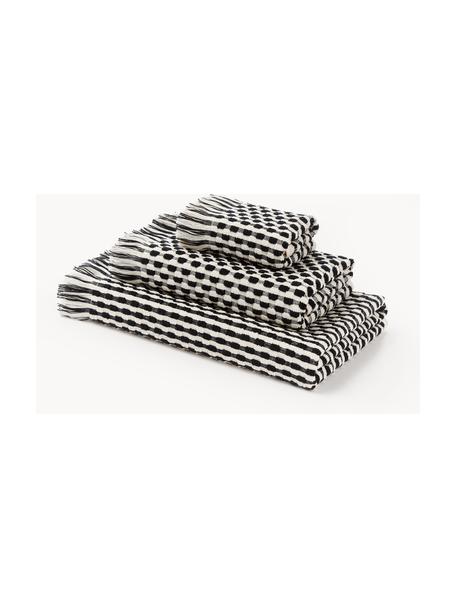 Set de serviettes avec structure haute et basse Juniper, tailles variées, 100 % coton
Qualité supérieure 600 g/m²

Le matériau est certifié STANDARD 100 OEKO-TEX®, 3883CIT, CITEVE, Blanc cassé, noir, Lot de différentes tailles