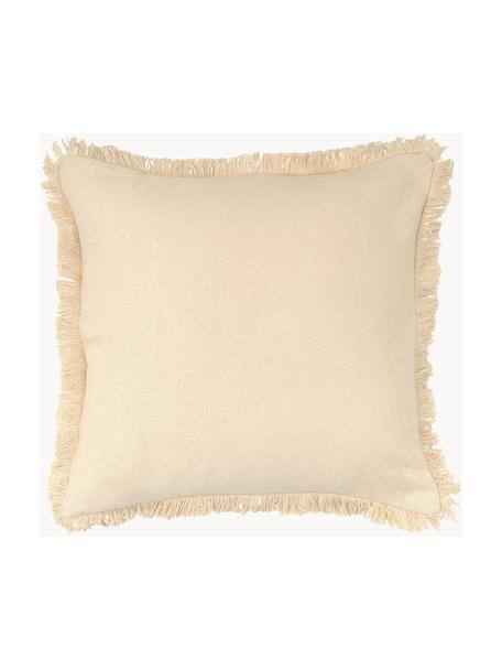 Kussen Prague in lichtbeige met franjes, met vulling, Lichtbeige, B 40 x L 40 cm