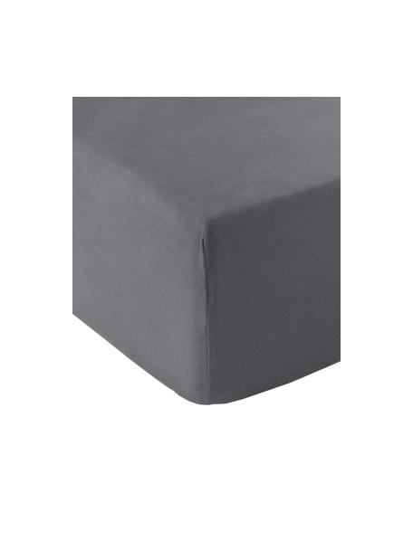 Boxspring hoeslaken Biba, flanel, Weeftechniek: flanel Flanel is een knuf, Grijs, B 180 x L 200 cm