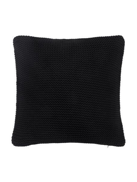 Pletený povlak na polštář Adalyn, 100 % bavlna, s certifikátem GOTS, Černá, Š 50 cm, D 50 cm