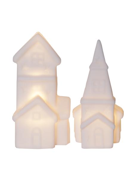 Objets lumineux LED à piles Polly, lot de 2 élém., Plastique, Blanc, larg. 8 x haut. 16 cm