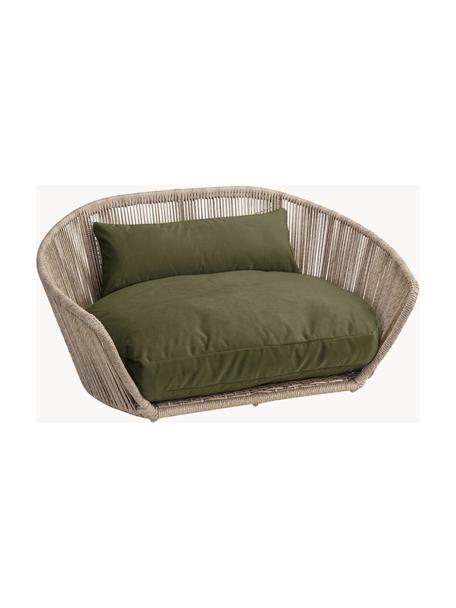 Cama para mascotas de interior/exterior Vogue, Tapizado: 100% poliéster Alta resis, Estructura: aluminio con pintura en p, Verde oliva, beige, An 110 x F 74 cm