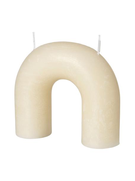 Zweidochtkerze Bend, Wachs, Beige, B 17 x H 15 cm