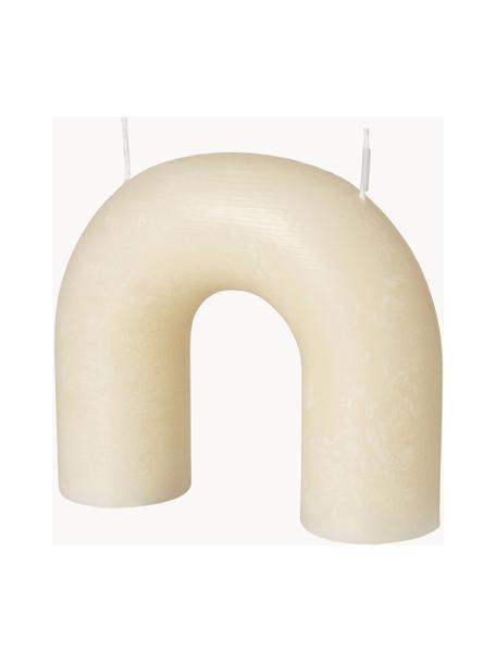 Candela a due stoppini Bend, Cera, Beige, Larg. 17 x Alt. 15 cm
