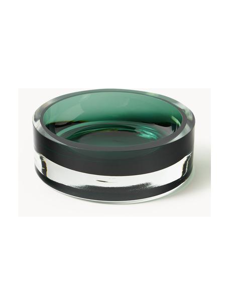 Bandeja decorativa soplada Nicola, Vidrio de cal sodada, Verde oscuro transparente, Ø 15 cm