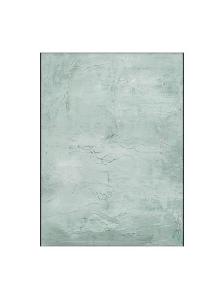 Quadro dipinto a mano con cornice in legno Simple Living, Immagine: vernice acrilica, Cornice: legno di quercia, rivesti, Verde salvia, Larg. 92 x Alt. 120 cm