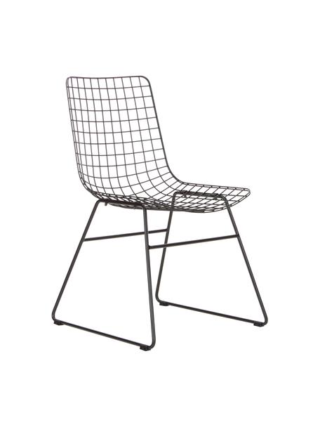 Metalen stoel Wire in zwart, Gepoedercoat metaal, Zwart, B 47 x D 54 cm