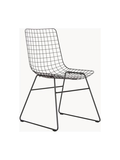 Metalen stoel Wire, Gepoedercoat metaal, Zwart, B 47 x D 54 cm