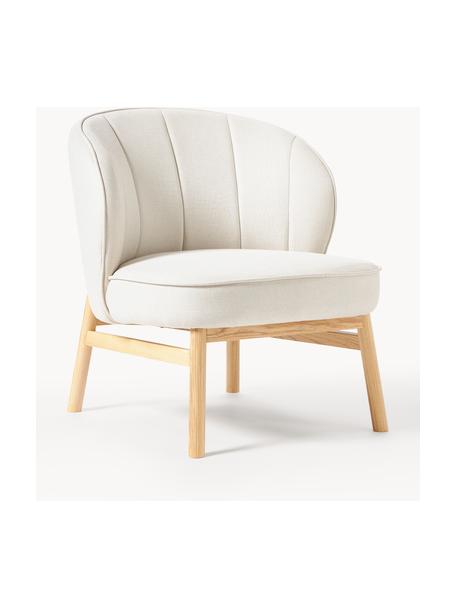 Fauteuil lounge rembourré en bois Dale, Tissu blanc cassé, bois de frêne clair, larg. 68 x haut. 68 cm