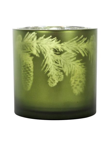 Windlicht Woods, Glas, Groen, zilverkleurig, Ø 15 x H 15 cm