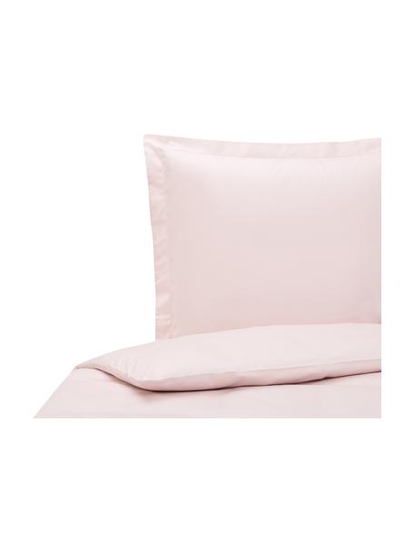 Pościel z organicznej satyny bawełnianej z lamówką Premium, Blady różowy, 155 x 220 cm + 1 poduszka 80 x 80 cm