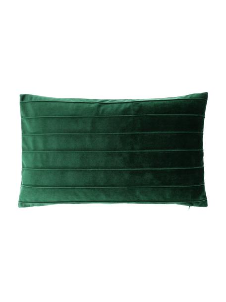 Fluwelen kussenhoes Lola in donkergroen met structuurpatroon, Fluweel (100% polyester), Groen, B 30 x L 50 cm