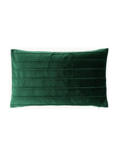 Housse de coussin en velours vert foncé Lola, Velours (100 % polyester), Vert foncé, larg. 30 x long. 50 cm