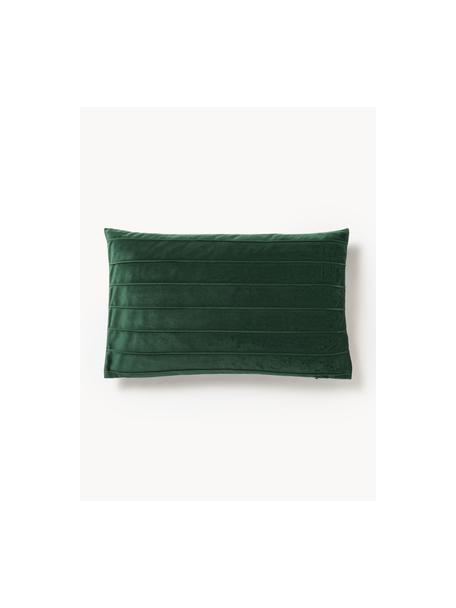 Funda de cojín texturizada de terciopelo Lola, Terciopelo (100% poliéster), Verde oscuro, An 30 x L 50 cm