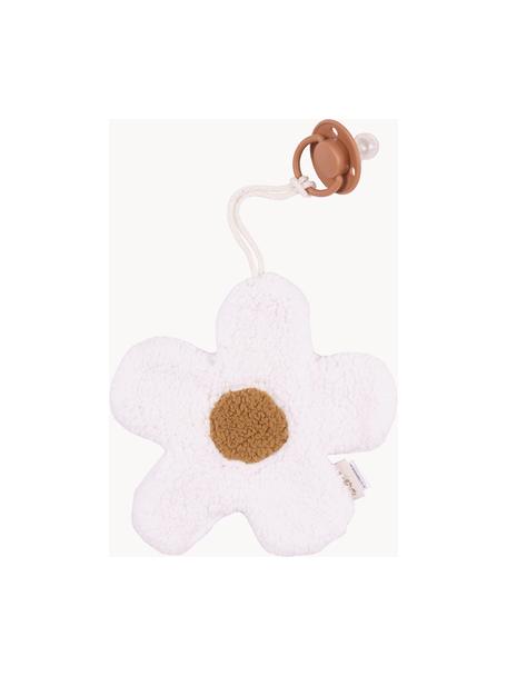 Knuffeldeken Daisy met Fopspeenhouder, handgemaakt, Polyester, Gebroken wit, lichtbruin, B 20 x L 20 cm