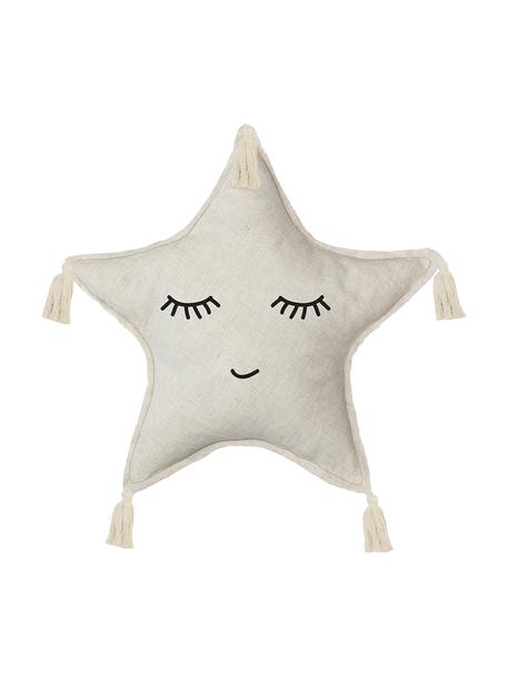 Kuschelkissen Happy Star, Bezug: 85% Polyester, 15% Leinen, Beige, 50 x 50 cm