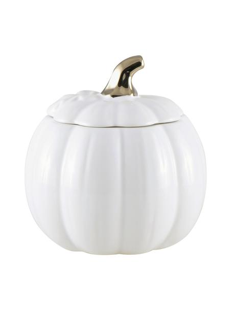 Opbergpot Pumpkin, Keramiek, Wit, goudkleurig, Ø 18 x H 20 cm