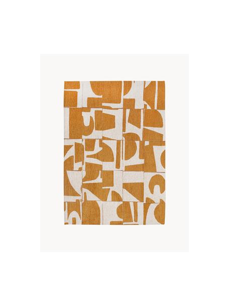 Teppich Papercut mit grafischem Muster, 100 % Polyester, Ocker, Cremeweiß, B 140 x L 200 cm (Größe S)