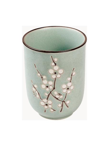 Handgemaakte XL mokken Soshun, 6 stuks, Keramiek, Groen, bruin, wit, Ø 9 x H 11 cm, 450 ml