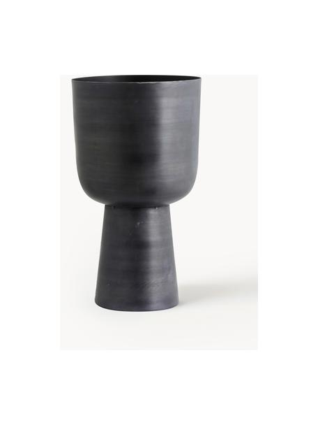 Grand cache-pot Galoa, haut. 55 cm, Aluminium, enduit, Noir, Ø 31 x haut. 55 cm